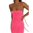 thumbnail image 2 of Seyurigaoka Women Summer Sexy Backless Bodycon Dress, Solid Color Halter Neck Sleeveless Wrap Hip Party Long Skirt, 2 of 9