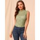 thumbnail image 3 of Blusa sin mangas semitransparente con volantes de encaje para mujer Verde XS, 3 of 6
