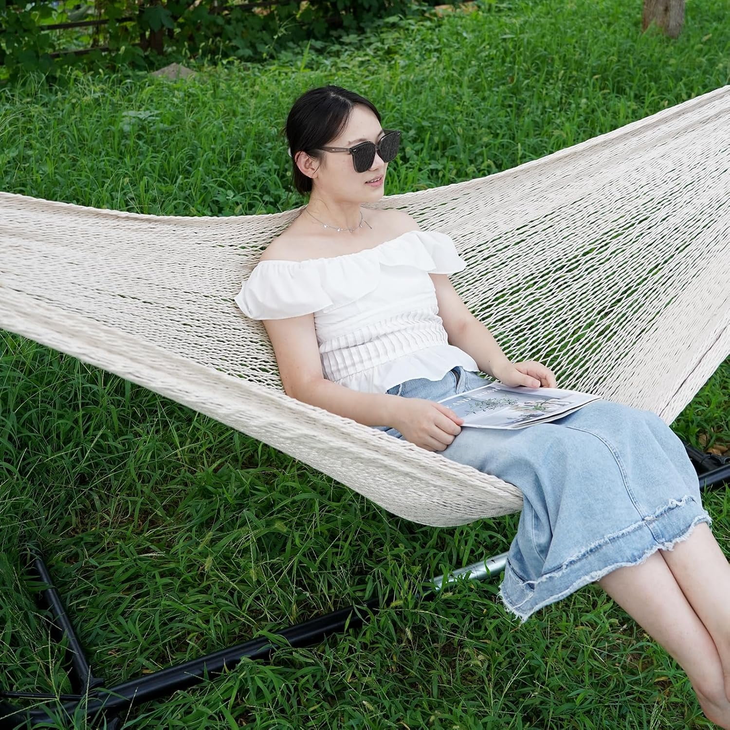 Handwoven Mayan Hammock - Portable Family Hammock with Carry Bag Matrimonial Size Multi-Color Handmade Hammock for Travel Camping Backyard, Porch, Outdoor or Indoor Use