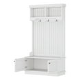 thumbnail image 5 of CQSXDA Functional Hall Tree with Shoe Bench in Versatile Style, 4-in-1 Coatrack with Hooks for Living Room Space Saving, White, 5 of 13