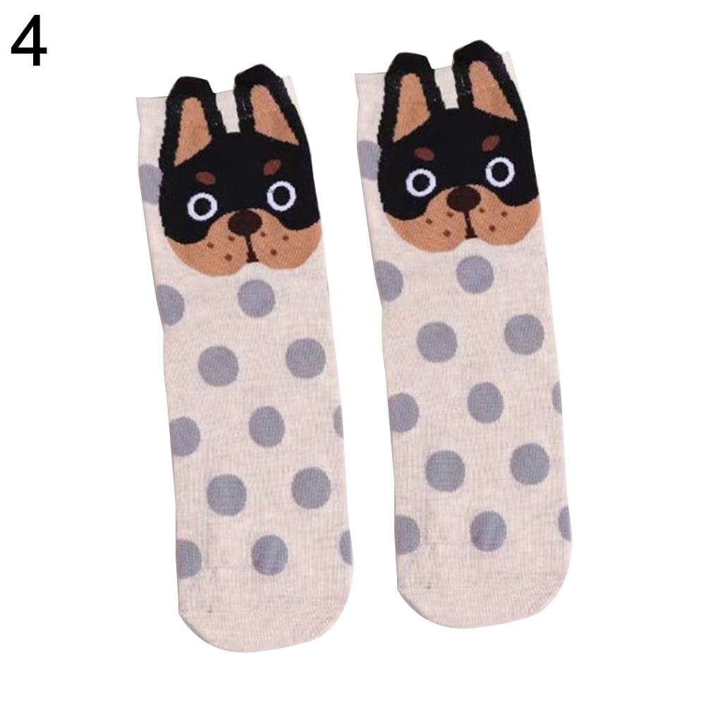 1 Pair 3D Printed Cotton Blend Men Women Unisex Low Ankle Socks little dog
