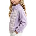 thumbnail image 4 of Zpanxa Girls Fleece Jacket Spliced Quilted Jacket Sleeves Stand Collar Zip Up Warm Outerwear, 4 of 5