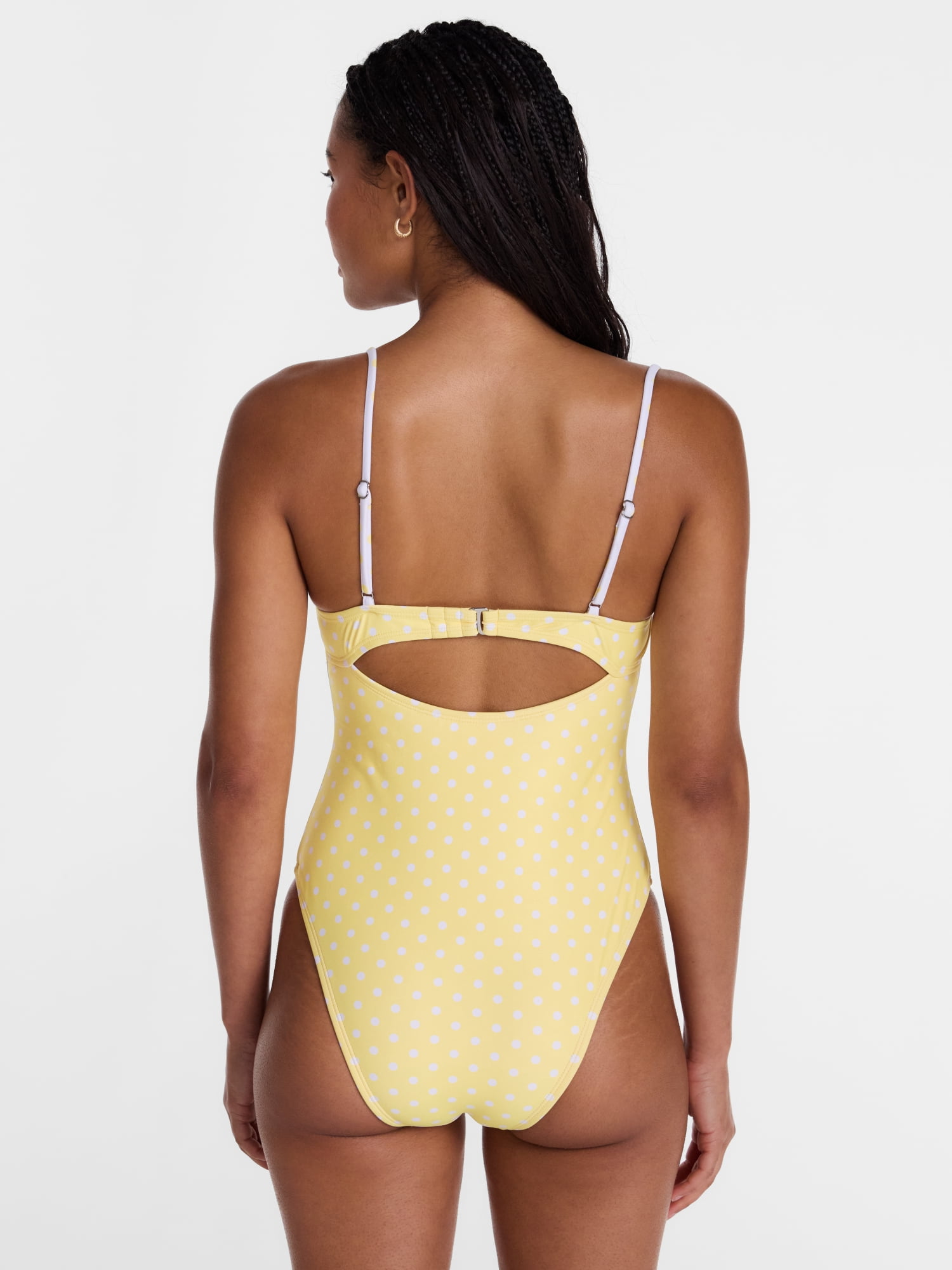 No Boundaries Polka Dot Underwire One Piece Swimsuit, Women's XXS-XXL