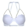thumbnail image 4 of Eandarui Womens Shell Bikini Tops Glitter Pearl Chest Chains Halter Summer Beach Rave Party Bra Top White L, 4 of 6