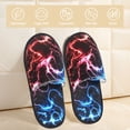 thumbnail image 2 of Fotbe Red And Blue Lightning Pantuflas Peludas para Mujer con Estampado, Zapatillas de Peluche, Zapatos de Invierno para Casa, Uso Interior y Exterior-Large, 2 of 8
