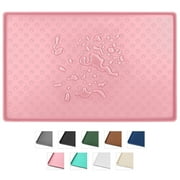 Silicone Dog Food Mat, Pet Placemat for Prevent Feeding Spills, Waterproof Dog Bowl Mats for Food and Water, Cat Food Mat for Pet Feeder, Pink