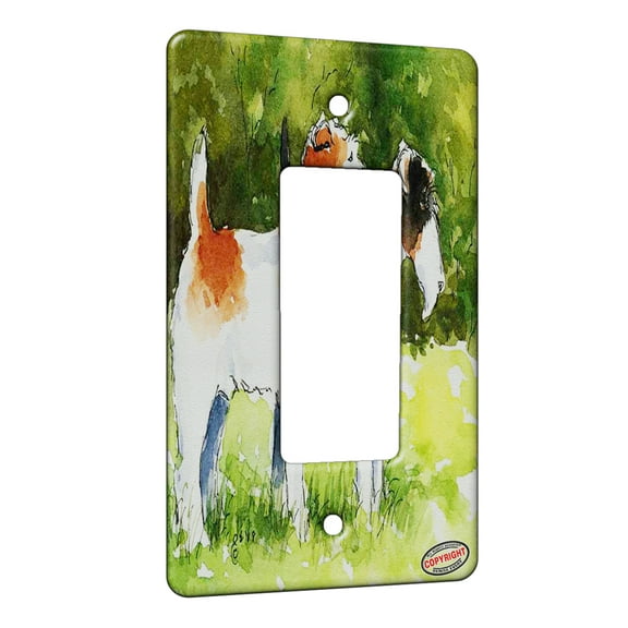KuzmarK™ 1 Gang Rocker Wall Plate - Wire Hair Fox Terriers Dog Art by Denise Every