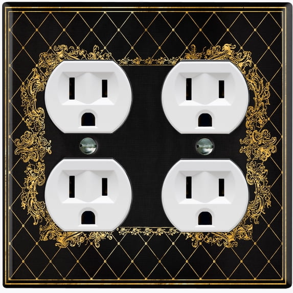 Metal Light Switch Plate Outlet Cover (French Victorian Frame - Double Duplex)