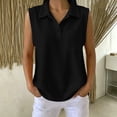 thumbnail image 2 of VBVC Women's Waffle Collared Sleeveless Shirt , Casual Button Down Top For Women, Ladies' Summer Work Blouse with Pockets,Black,S-2XL, 2 of 8