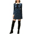 thumbnail image 2 of Allegra K Women's Retro Velvet Peter Pan Collar A-Line Polka Dots Dress, 2 of 6