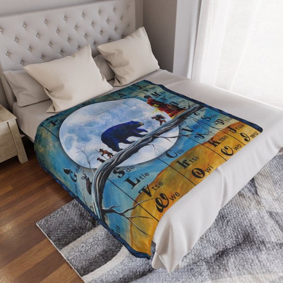 BLUE BEAR (3) sizes Flannel Blanket