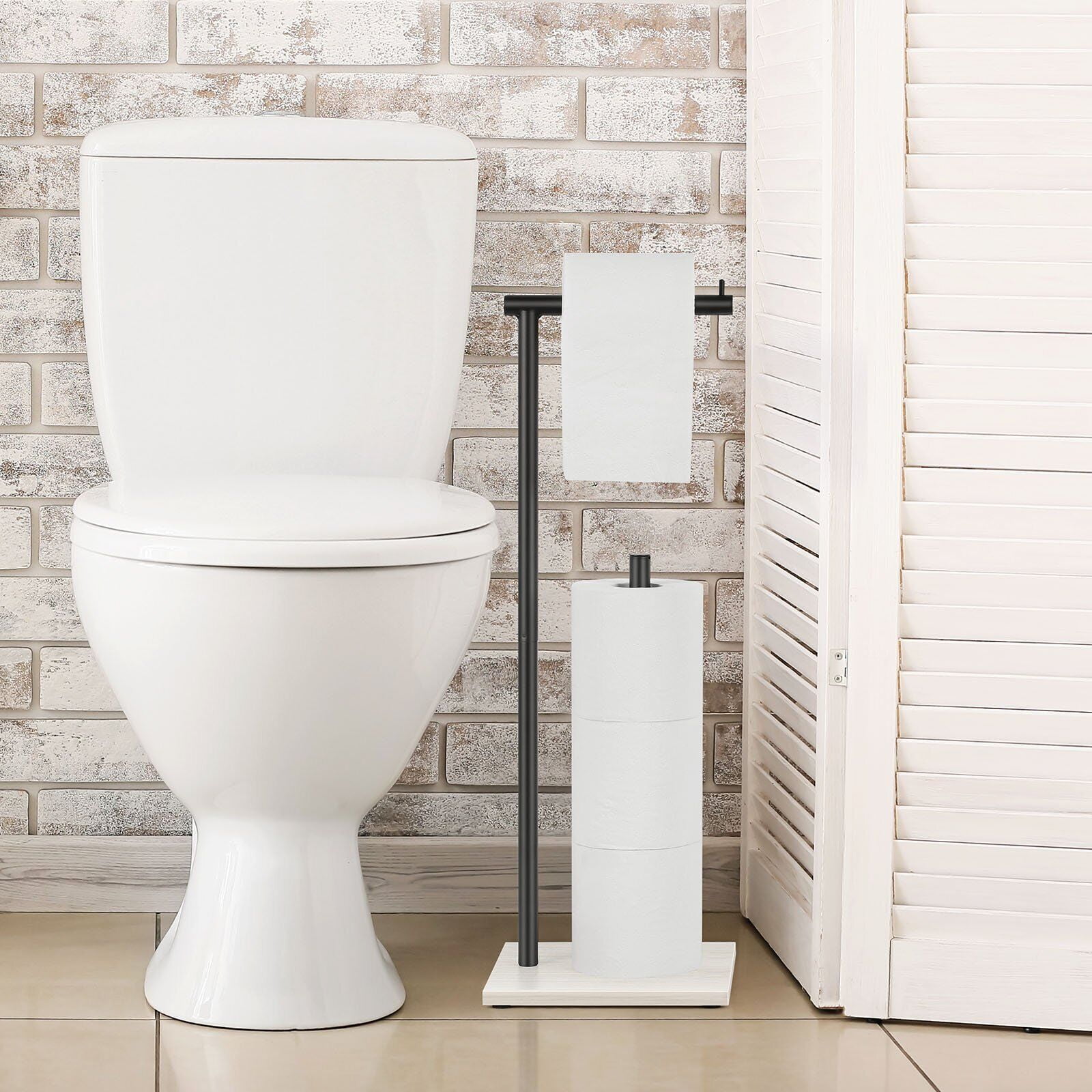 Free Standing Toilet Paper Holder for Bathroom Rustproof Toilet Paper ...