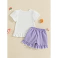 thumbnail image 6 of BemeyourBBs Toddler Baby Girl Summer Clothes Infant Baby Girls 2 Pieces Outfit Ice Cream Embroidery Short Sleeve T Shirt Tops Plaid Print Ruffled Shorts Set, 6 of 9
