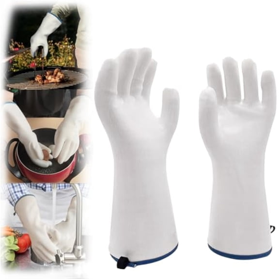 Chefologist Liquid Silicone Oven Gloves, Heat Resistant Oven Gloves with Fingers, for Cooking, Grilling, Baking (White-M)