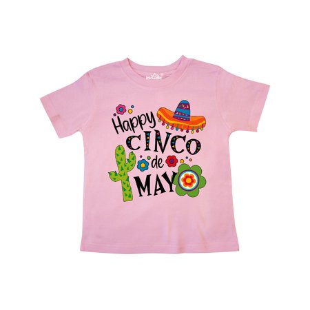 

Inktastic Happy Cinco de Mayo- Sombrero Cactus Flowers Gift Toddler Boy or Toddler Girl T-Shirt