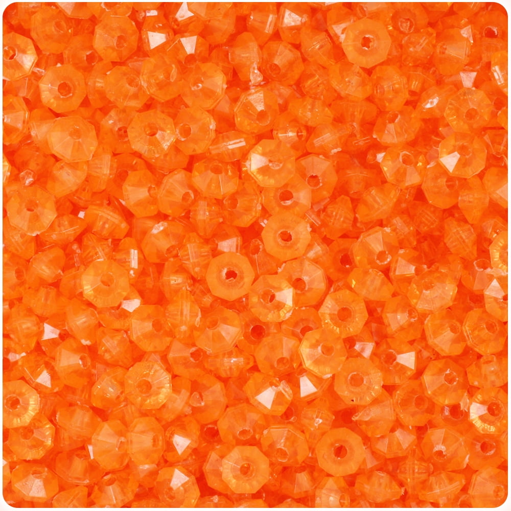 BeadTin Orange Transparent 6mm Faceted Rondelle Craft Beads (1350pcs)