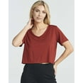 thumbnail image 5 of Real Essentials 5 Pack: Women's Dry-Fit Short Sleeve V-Neck Crop Top Boxy Athletic Tee, 5 of 6