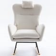 thumbnail image 3 of Modern Rocking Chair,Upholstered Rocking Chair with Padded Cushion,Accent Armchair With High Backrest and Metal Base,Teddy Rocker For Living Room Bedroom Office, 3 of 8