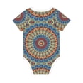 thumbnail image 2 of Daiia Round Mandala Printed Unisex-Baby Short Sleeve Onesies Bodysuits Baby Climbing Clothes Soft and Comfortable Romper with Expandable Shoulder Design-3 Months, 2 of 8