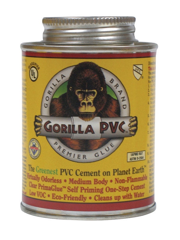 Gorilla PVC Brand R08000 Prima Glue for Plastic PVC Pipe, Clear, 8oz. Quantity 1