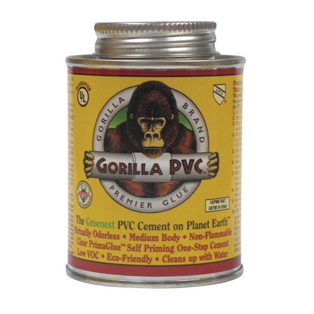 Gorilla PVC Brand R08000 Prima Glue for Plastic PVC Pipe, Clear, 8oz