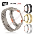 thumbnail image 3 of Stainless Steel Link Bracelet Watch Band with Case Compatible with Apple Watch band Ultra 2 1 49mm, Rugged Strap with Metal Protective Bumper Cover for iWatch Series Ultra 2 1 49mm Bands Men, 3 of 15