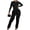 Black - Long Sleeve, variant on Women's Jumpsuit Two-Piece Set - Set with Casual Long-Sleeve Crewneck Sweatshirt and High-Waist Fringe Pants Tracksuit