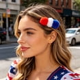 thumbnail image 4 of Independence Day Bow Hair Clip Accessory Holiday Party Red White Blue Star Striped Flag Hair Accessory Side Clip, 4 of 6