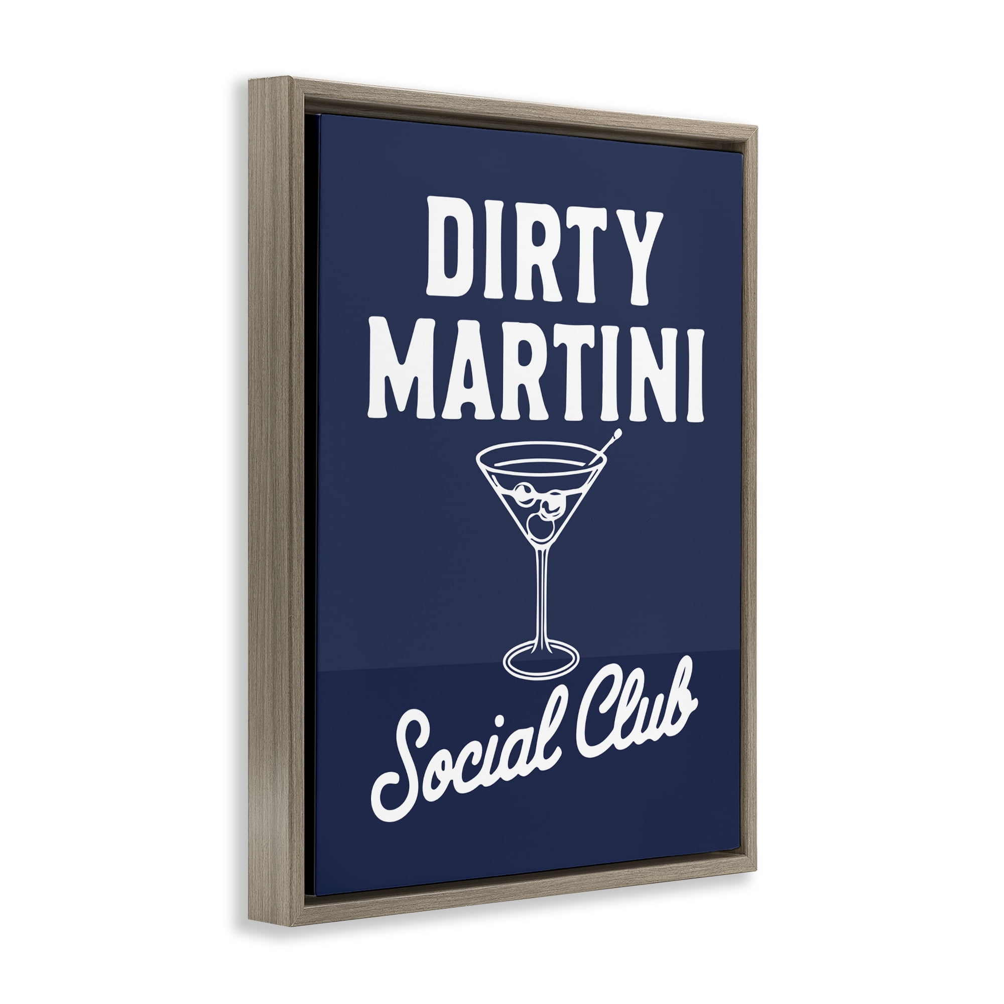 Stupell Industries Retro Dirty Martini Club Brown Framed Floater Canvas Wall Art, design by Lettered and Lined