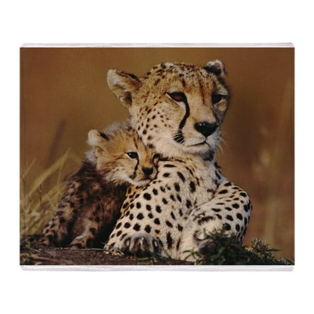 cafepress cheetah mom cuddles her cub soft fleece throw blanket