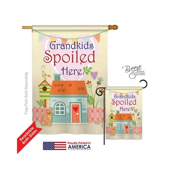 Breeze Decor 15003 Grandkids Spoiled Here 2-Sided Vertical Impression House Flag - 28 x 40 in.