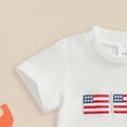 thumbnail image 5 of alcepopk 4th of July Baby Boy Outfit American Flag Embroidery Short Sleeve T-Shirt and Shorts Set Toddler Boy Summer Clothes(Grey,6-12 Months), 5 of 6