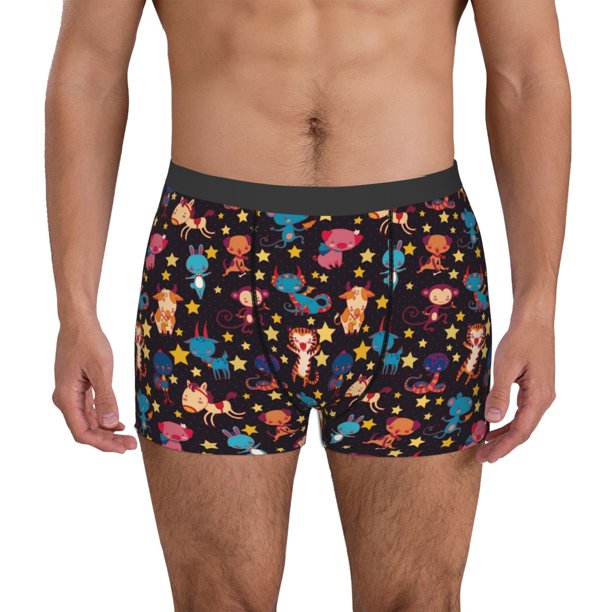 Balery Cute Animals Calzoncillos bóxer para hombre, ropa interior de algodón suave y transpirable con cinturilla de nailon-Small