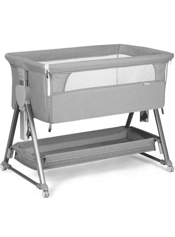 Cowiewie Bassinet for Babies Large Volume and Mobile with Storage Basket Bedside Sleepers for 0 to 6 Months Baby Infants