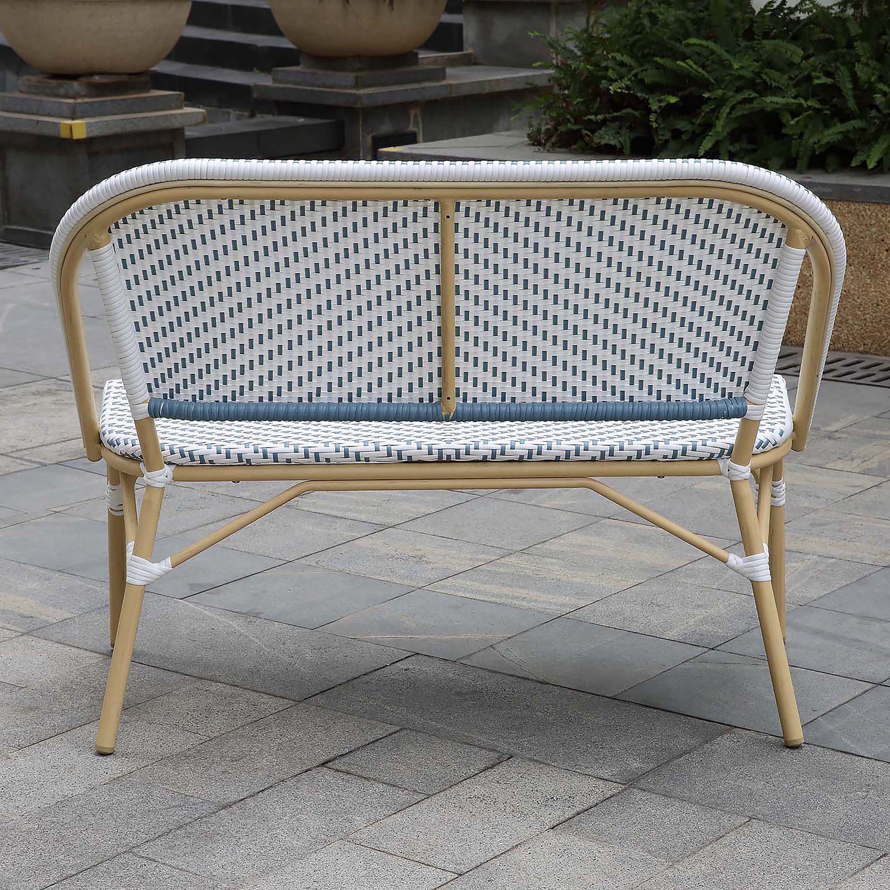 Furniture of America Cruz Faux Rattan Outdoor Loveseat - Blue