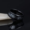 thumbnail image 4 of Wedding Rings for Men or Women. 8mm Black Tungsten Band Silver Gears Inlay, 4 of 7
