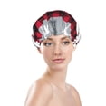 thumbnail image 3 of Kdxio Buffalo Plaid Forest Print Shower Cap for Women,Elastic and Reusable,Double Waterproof Layers Bathing Hat, 3 of 9