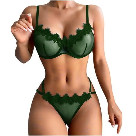 

Miluxas Clearance Women Lingerie Corset Lace Free Wire Racy Muslin Sleepwear Underwear Tops+Briefs Army Green 16(XXXXL)