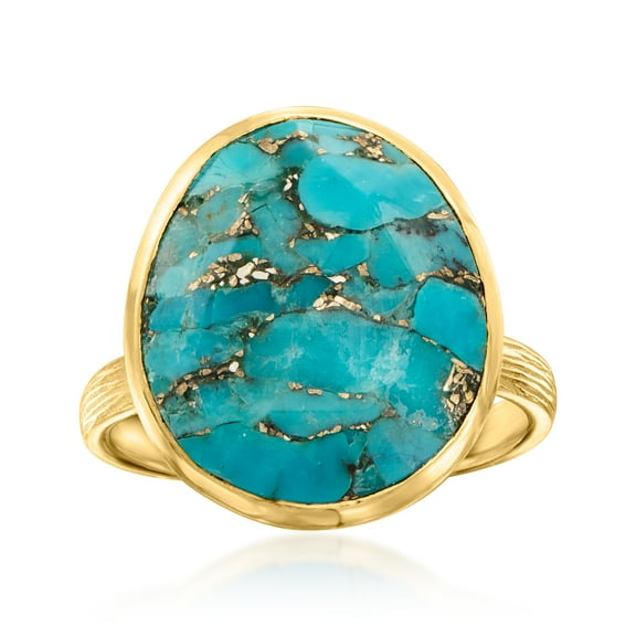 Ross-Simons Turquoise Ring in 18kt Gold Over Sterling, Women's, Adult