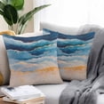 thumbnail image 2 of Abstract Ocean Outdoor Pillow Covers Pack of 2 Gradient Sea Wave Oil Painting Modern Waterproof Throw Pillow Covers Decorative Cushion Cases for Patio Garden Tent Balcony Couch 18x18 inch, 2 of 8
