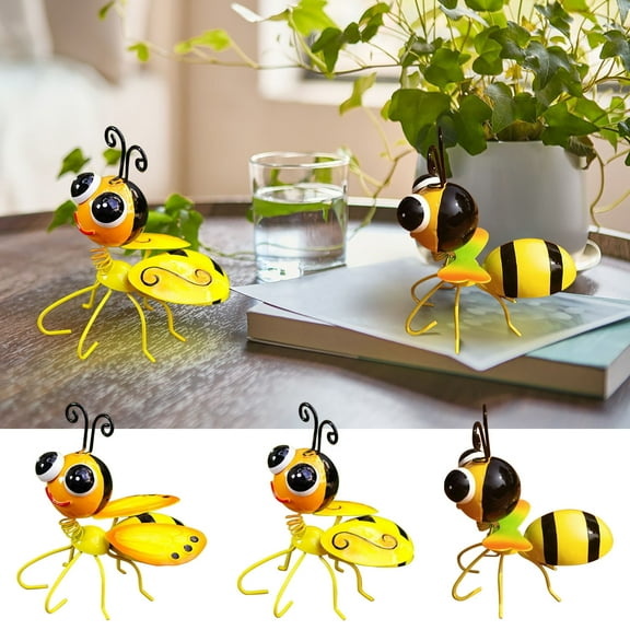 Iron Bee Wall Decor Large Metal Ornament – 3D Wrought Iron Garden Sculpture, Rust-Resistant Outdoor & Indoor Wall Hanging, Lightweight Decorative Art