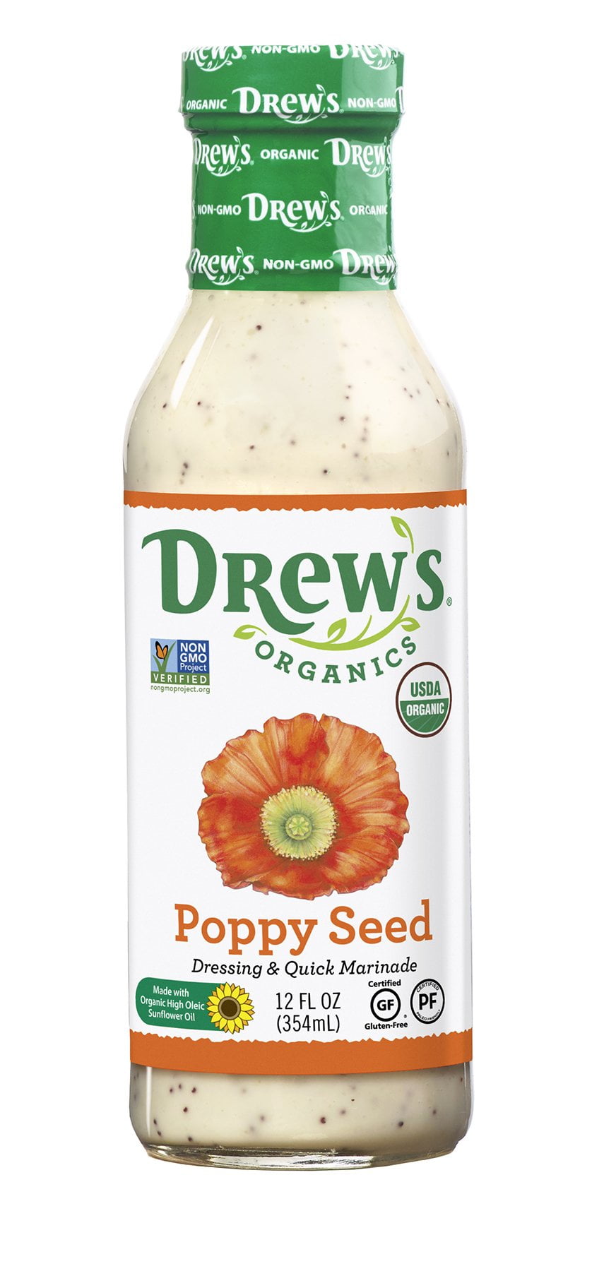 Drew's Organic Poppy Seed Dressing & Quick Marinade, 12 OZ (Pack of 6