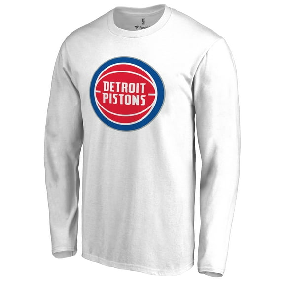 Men's White Detroit Pistons Primary Logo Long Sleeve T-Shirt