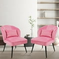 thumbnail image 3 of Hofitlead Velvet Chairs,Dinning Accent Upholstered Chair,Vanity Chair for Bedroom(Pink,2pcs), 3 of 8