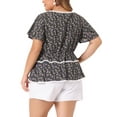 thumbnail image 4 of DARING DIVA Women's Plus Tiered Floral Babydoll Blouse with Short Sleeves 2X Black, 4 of 6