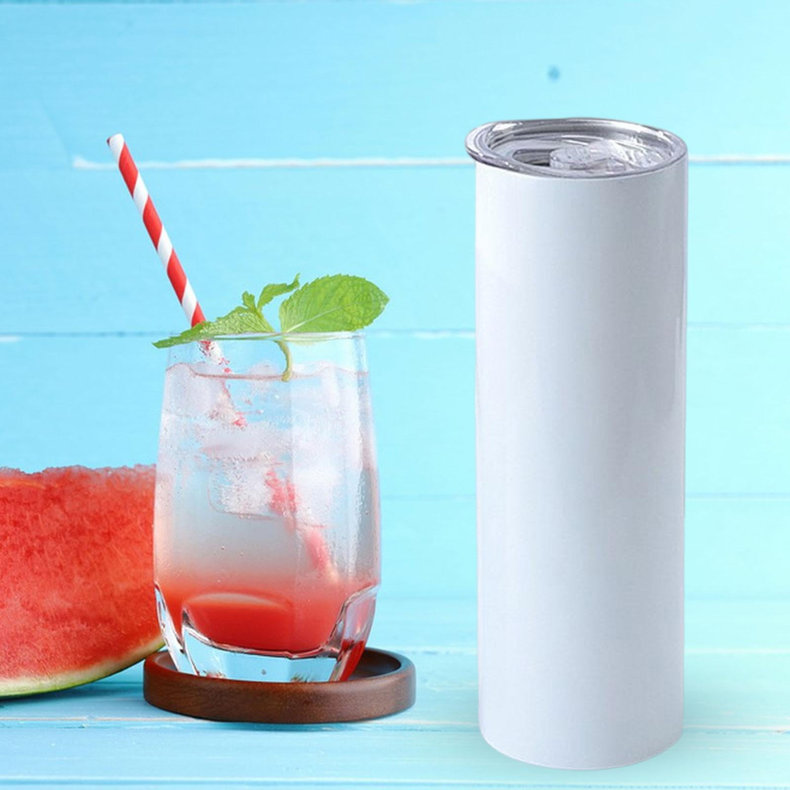 50pcs DIY 20oz Straight Skinny Tumbler Stainless Steel Double Wall  Insulated Sublimation Cups Blank White with Lid Straw - AliExpress