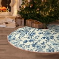 thumbnail image 5 of Daiia Vintage Blue Floral Drawing Merry Christmas Tree Skirt , Xmas Large Lace-up Tree Skirt, Santa Snowflakes Rustic Home Decorations New Year Party Farmhouse Decor-36", 5 of 6
