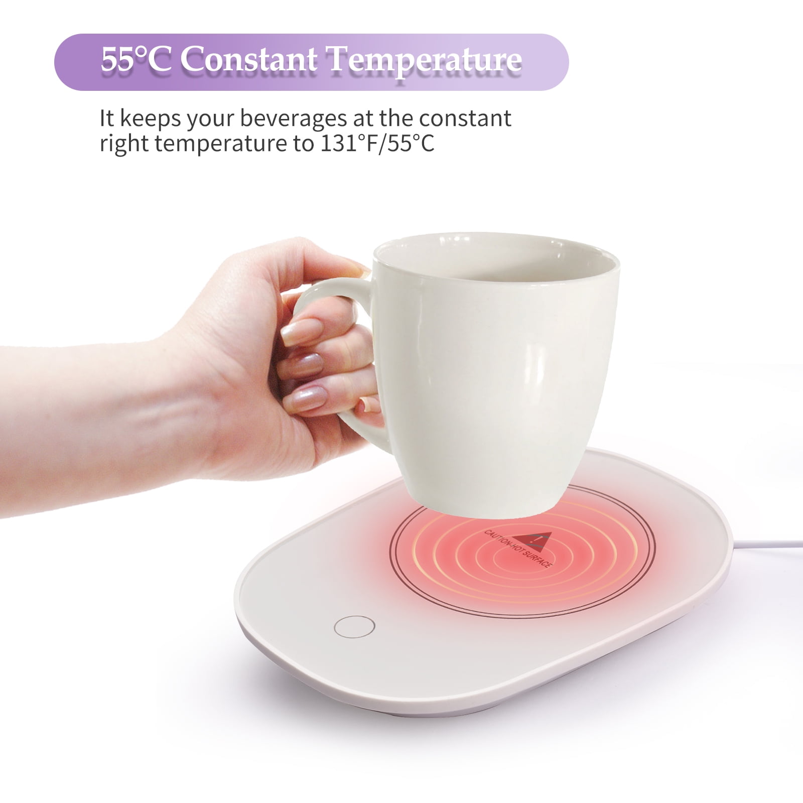 USB Rechargeable Coffee Mug Warmer - 55°C Constant Temperature - Energy  Saving Tea Warmer for Office(USB Pink)