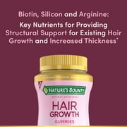 Natures Bounty Hair Growth Gummies with Biotin, Silicon & Arginine Healthy Hair Beauty Supplement, Peach Mango Flavor, 60 Count