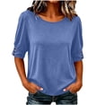 thumbnail image 2 of Naotn Half Short -Sleeve Shirts for Women Summer Casual Loose Fit Crew Neck Tops Trendy Beach Holiday Button Blouses, 2 of 8